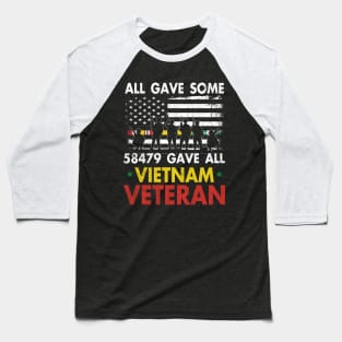 Vietnam Veteran All Gave Some 58,479 Gave All T-Shirt with Soldiers Statue and Service Ribbon Baseball T-Shirt